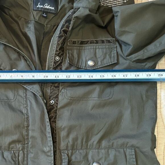 Sam Edelman Green Brown Military Jacket Cotton Wool Velour Sz S - Picture 7 of 10